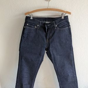 Abercrombie and Fitch Dressy, solid dark Jeans.